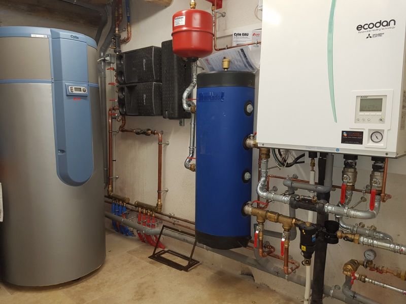 Installation de Pompe à chaleur Ecodan avec production D'eau chaude Sanitaire sur retour plancher chauffant vaucluse
